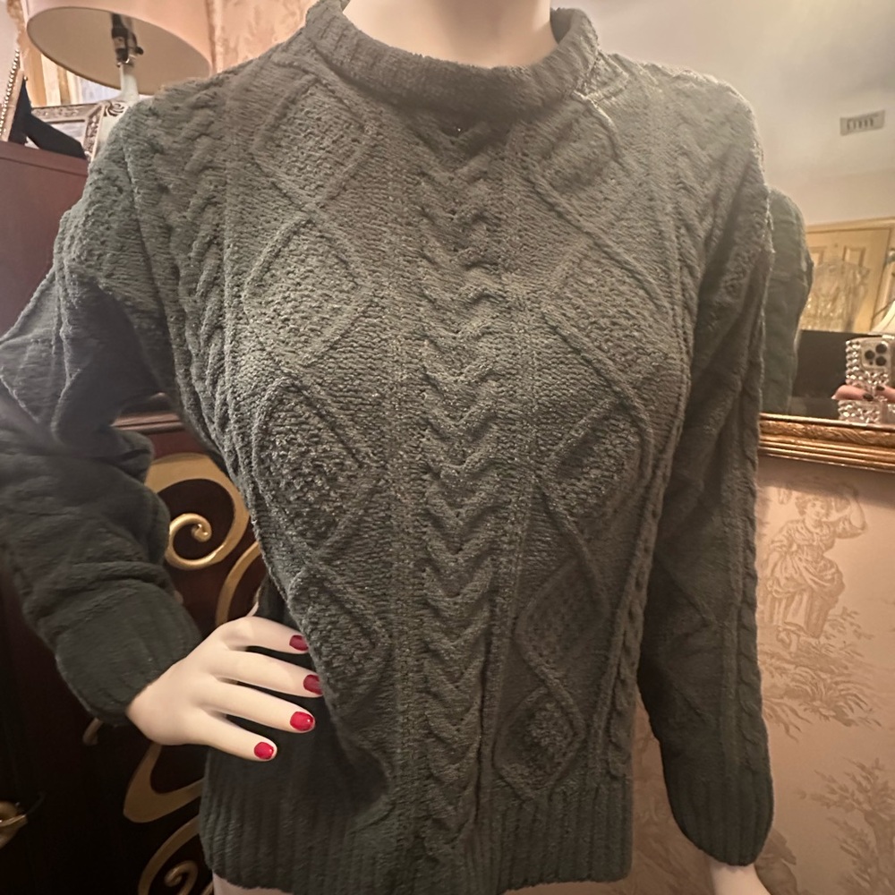 P.J. Salvage Forest Green Cable Knit Sweater